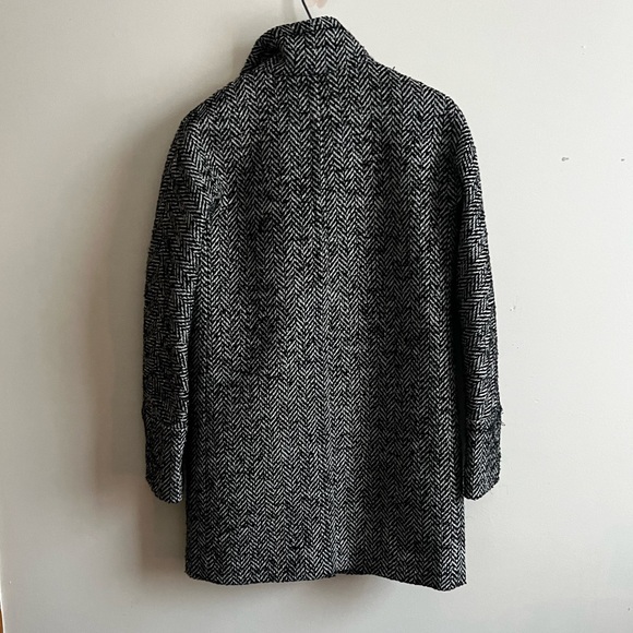 Vtg J. Crew 00 Houndstooth Wool Blend Black and Gray Pea Coat - Picture 8 of 8